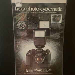 Vintage 1978 Canon A-1 Hexa Photo Cybernetic Ad Advertisement